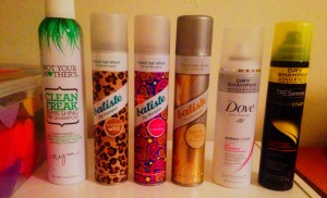 Here is my modest collection of dry shampoos...can you already tell my favorite?